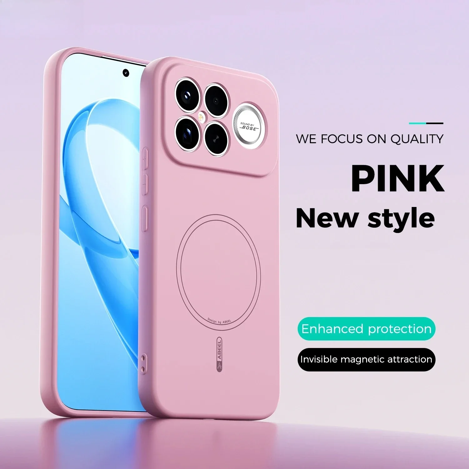 Luxury Skin-Friendly TPU Magnetic Case with Holder and Lens Protection, Shockproof Cover
