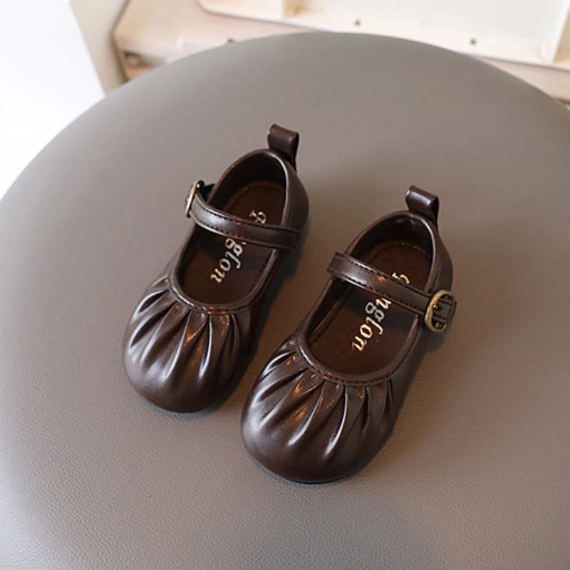 Leather Shoes Mary Jane Shoes Girls Flats Spring Autumn Children&rsquo;s Leather Shoes Breathable Girls&rsquo; Flat Shoes Causal Simple Style Versatile Non-slip Kids Mary Jane