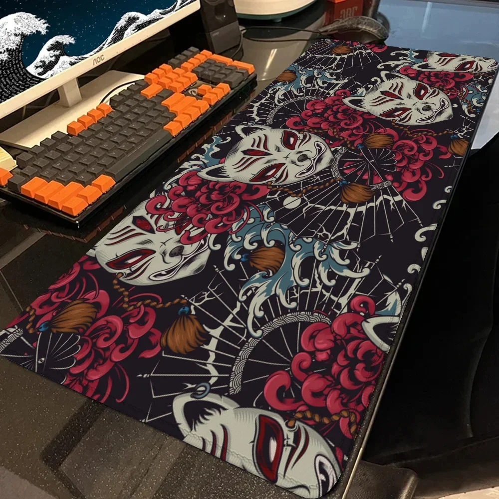 Kitsune 마스크 마우스 패드 게이밍 PC 사무실 액세서리, 책상 가제트 캐비닛 게임 게이머 키보드 컴퓨터 매트 마우스 매트, 카와이