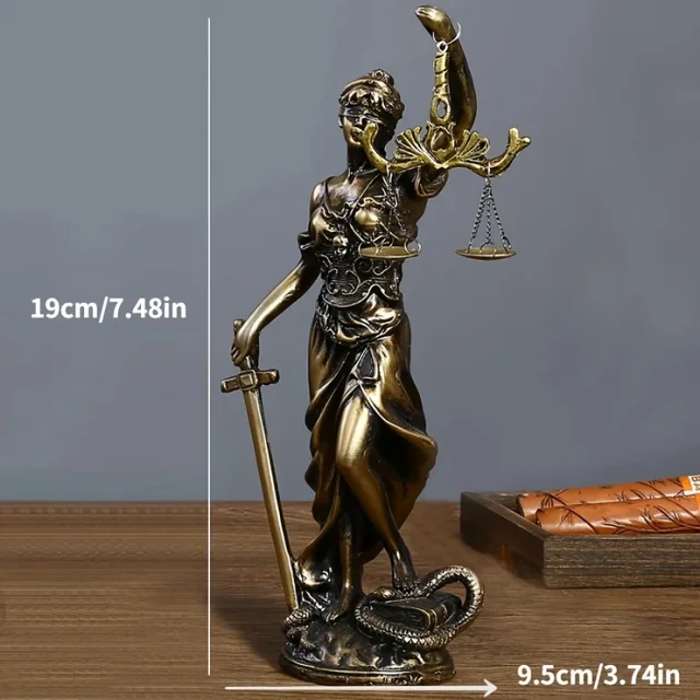 Style européen créatif rétro maison imitation cuivre déesse de la justice ornement décoration salon bureau bureau ornement 1 pièces 6