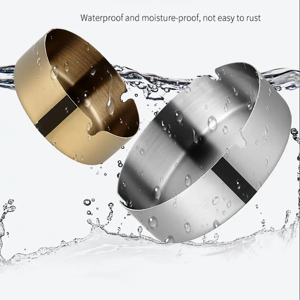 Round Metal Portable Ashtray Stainless Steel for Bedroom Home