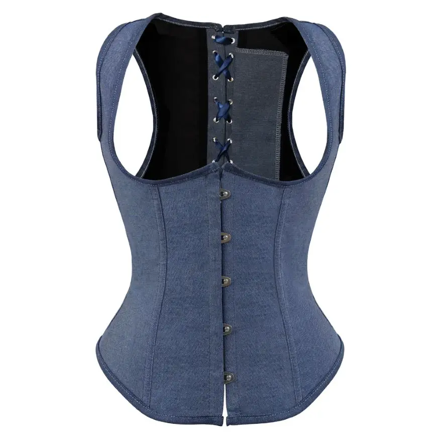 

Cowboy Blue Corsets and Bustiers Underbust Waist Cincher Corset Top Vest Sexy Lingerie Women's Plus Size Corselet