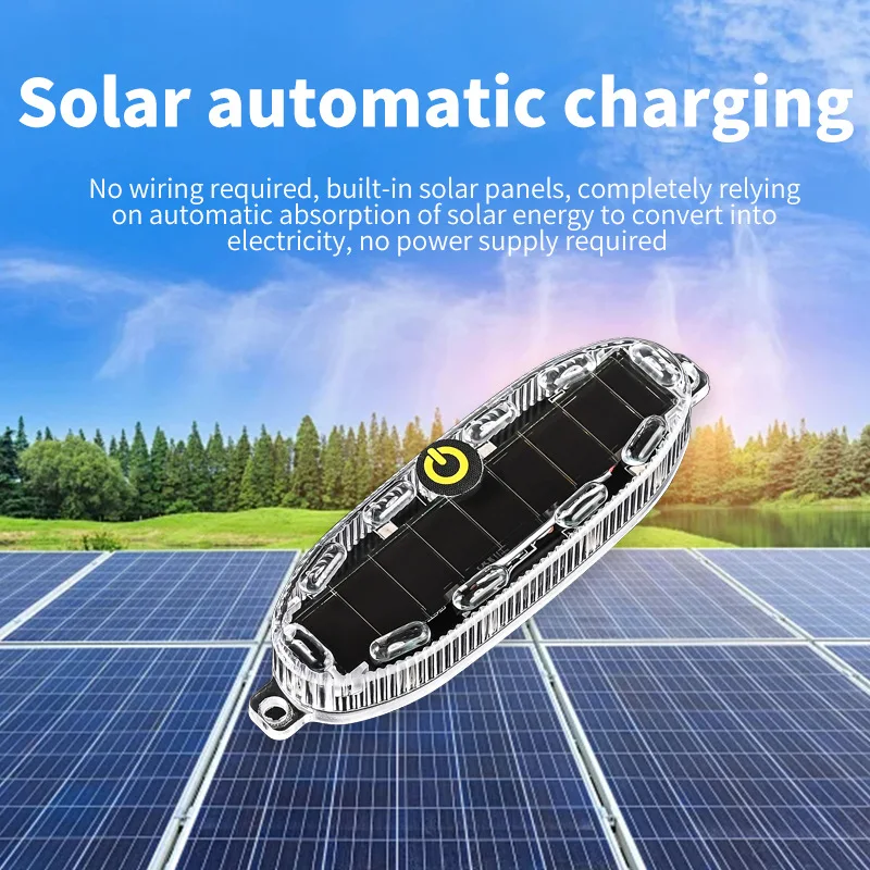 Solar LED Warning Light Car Anti-rear-end Collision Wireless Flash Light Motorcycle Bicycle Rear Red And Blue Flashing 2PC