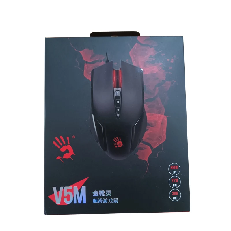 A4TECh Bloody V5m Mouse Wired Macros Programming 3200dpi Gaming Notebook Mouse Both Hands E-Sport Gaming Player Office Boys Gift
