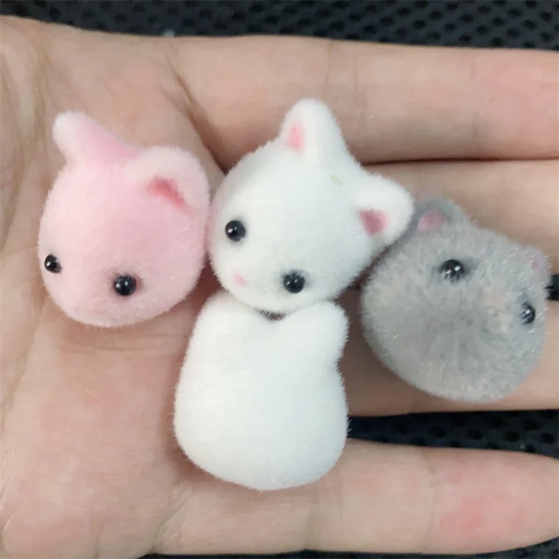 New style 30pcs/lot color flocking cartoon bears heads shape animals beads diy jewelry garment/keychain accessory