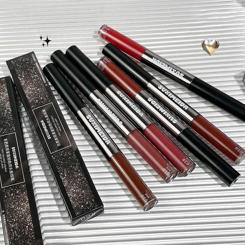 Double Head Lipliner Lip Brush Lipstick Two In One Outline The Lip Shape Plump Lips Velvet Texture Korean Cosmetics Moisturizing 6