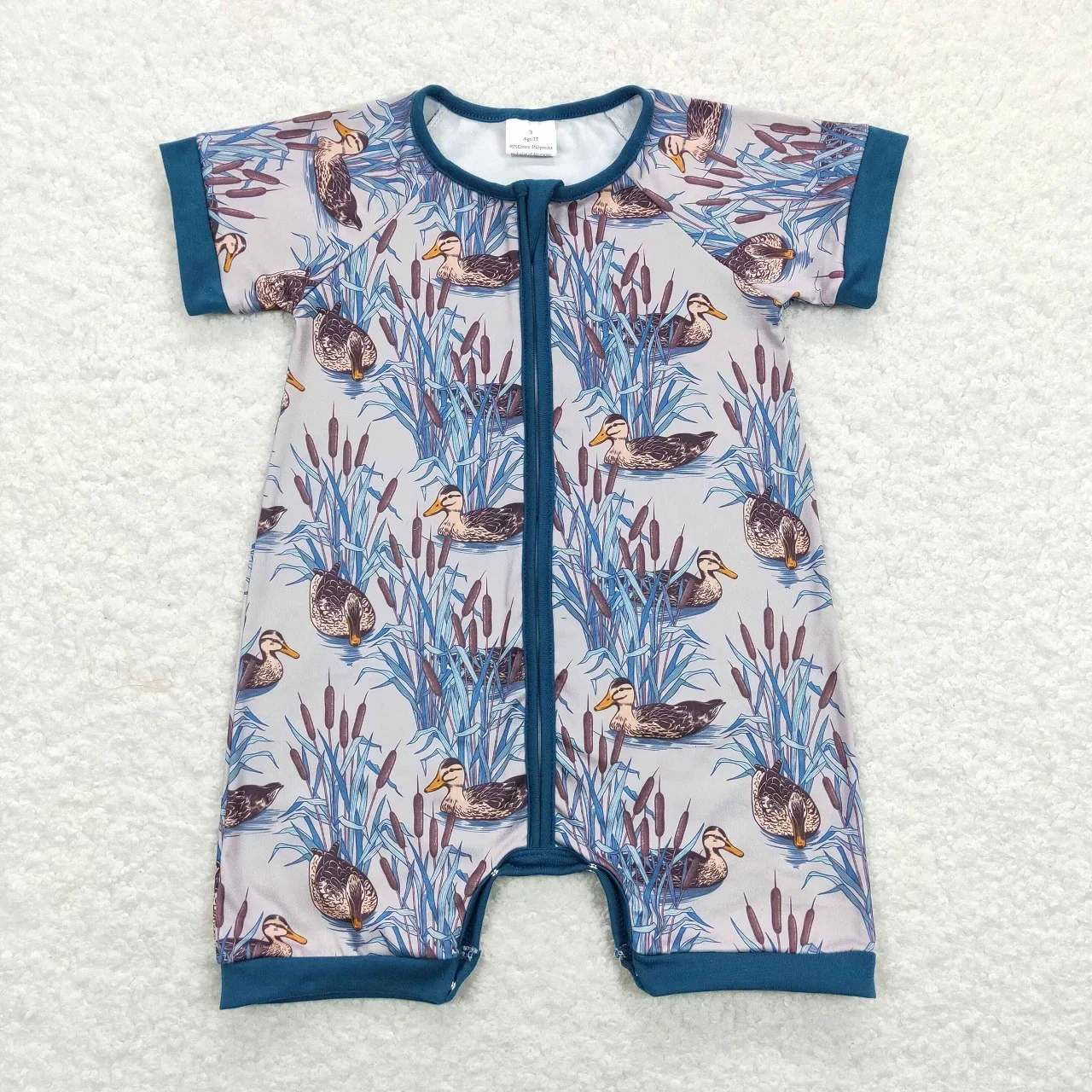 

Wholesale Toddler Short Sleeves Romper Newborn Summer Ducks Zipper Baby Boy One-piece Kids Children Buttons Clothing
