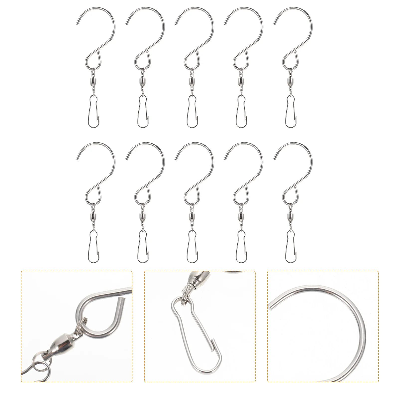 

10 Pcs Wind Chime Hook Chimes Hangers Ordinary Suspension Hooks Stainless Steel Swivel
