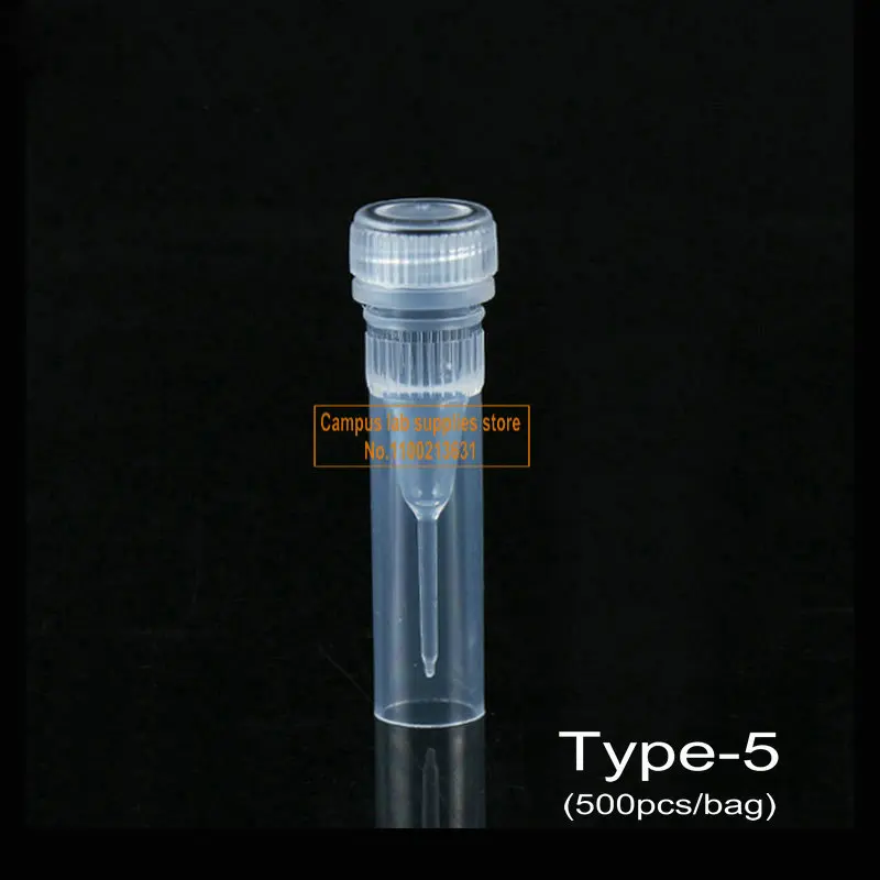 500pcs/lot 0.5ml Plastic Freezing Tube Lab Cryovial Silica Gel Gasket Vials V-bottomed/Flat-bottomed Test Tube