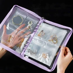Anti-oxidation Jewelry Storage Box Jewelry Sealed Bag Four Grid Portable Loose-leaf Zipper Storage Booklet Comes With 70 Bags