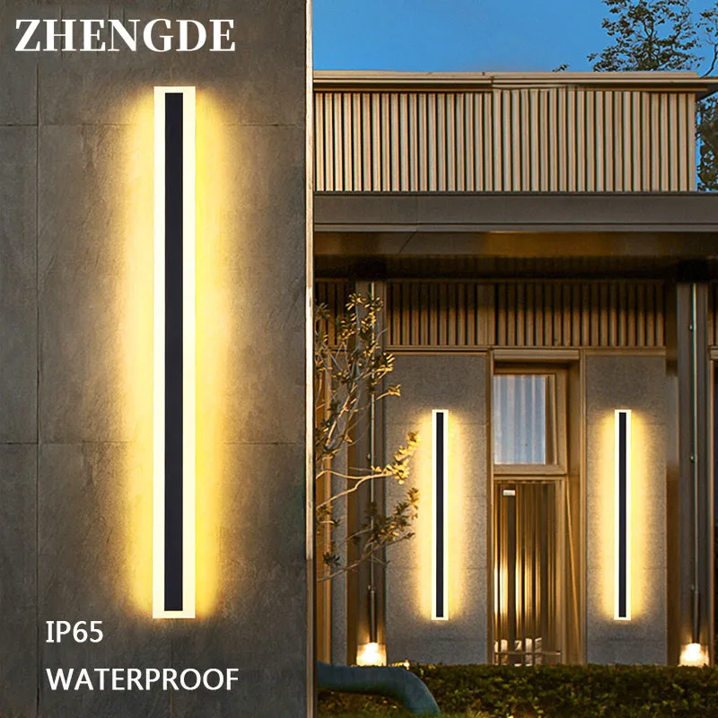 Simple Waterproof Outdoor Strip LED Wall Light IP65 Building Villa Garden Porch Wall Light 110V 220V Decorative Wall Light