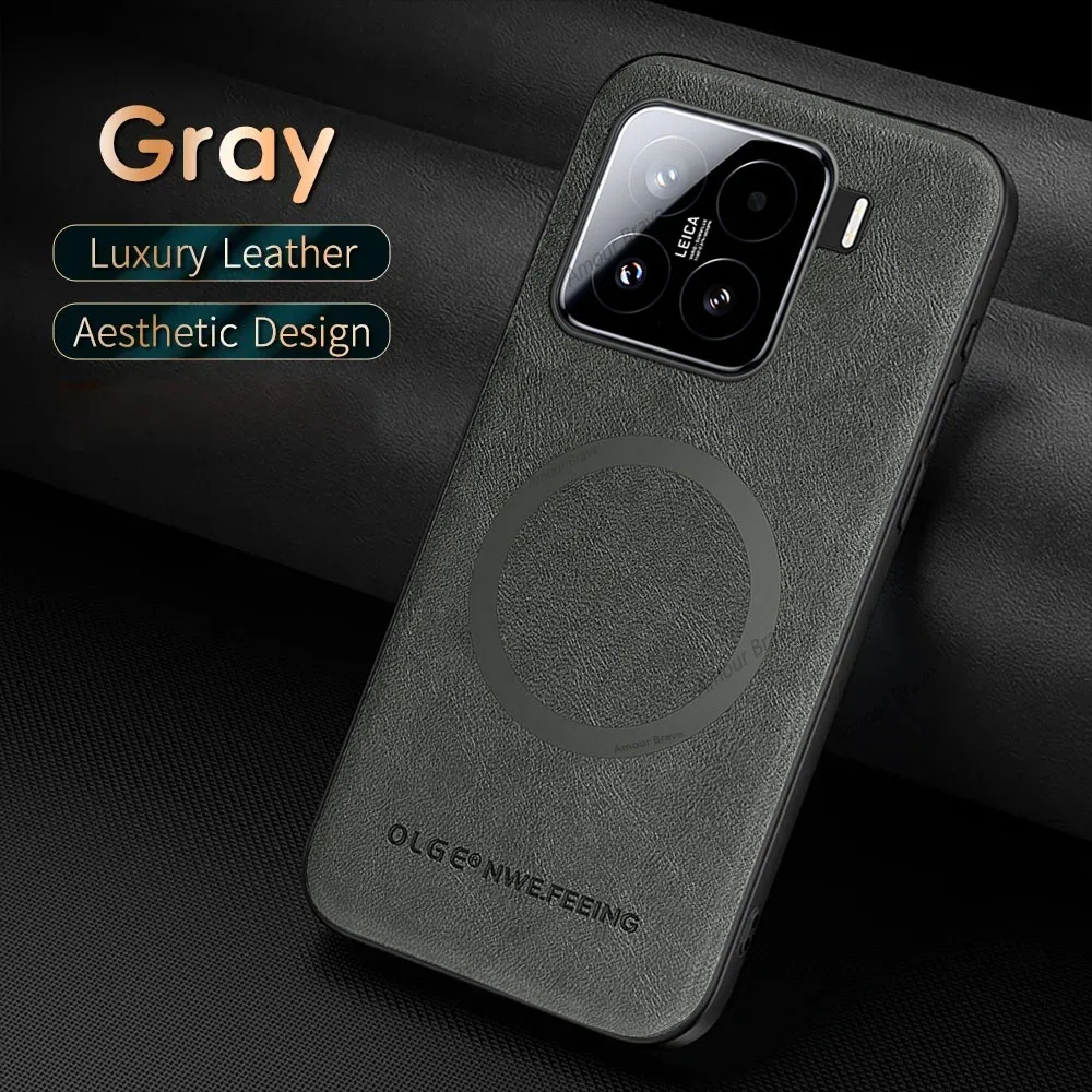 Luxury Leather Magnetic Phone Case with Magsafe Cover