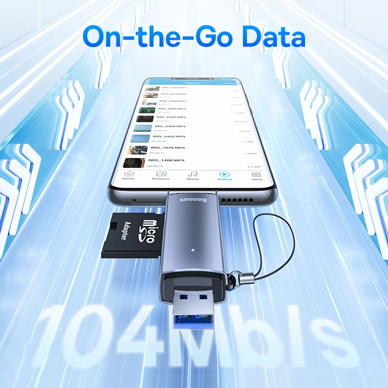 Baseus-leitor de Cartão Inteligente Usb c e Usb 3.0 para sd Micro sd tf Dispositivo de Memória 104 Mbps 2tb Acessórios Portáteis - Imagem 2