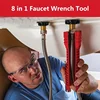 8 in 1 Faucet Wrench Tool,Water Pipe Wrench with Comfortable Grip,Tap Spanner for Tight Space,Multi-Functional Tap Spanner Set