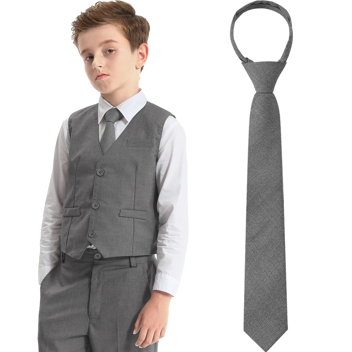 Cravatte Pre-Allacciate Per Ragazzi - Set 3 Pezzi Con Cerniera Regolabile