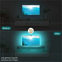 Rétro-éclairage LED pour Smart TV, avec caméra, pour écrans de 55 à 75 pouces, bande lumineuse RGBIC, synchronisation sur écran et musique, décoration de salle de jeu 4