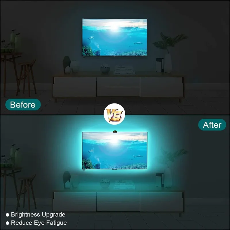 Smart TV LED Backlight with Camera for 55- Screens RGBIC Strip Lights Sync...