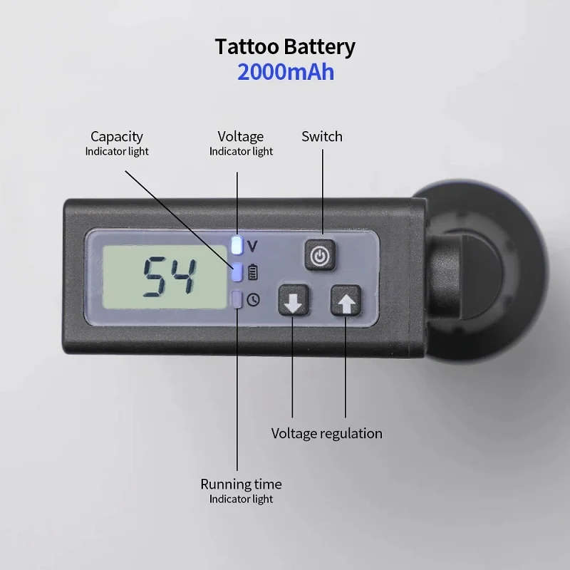 

2000mAh Wireless Tattoo Power Supply RCA DC Tattoo Battery Pack with LCD Screen for Tattoo Machine Pen