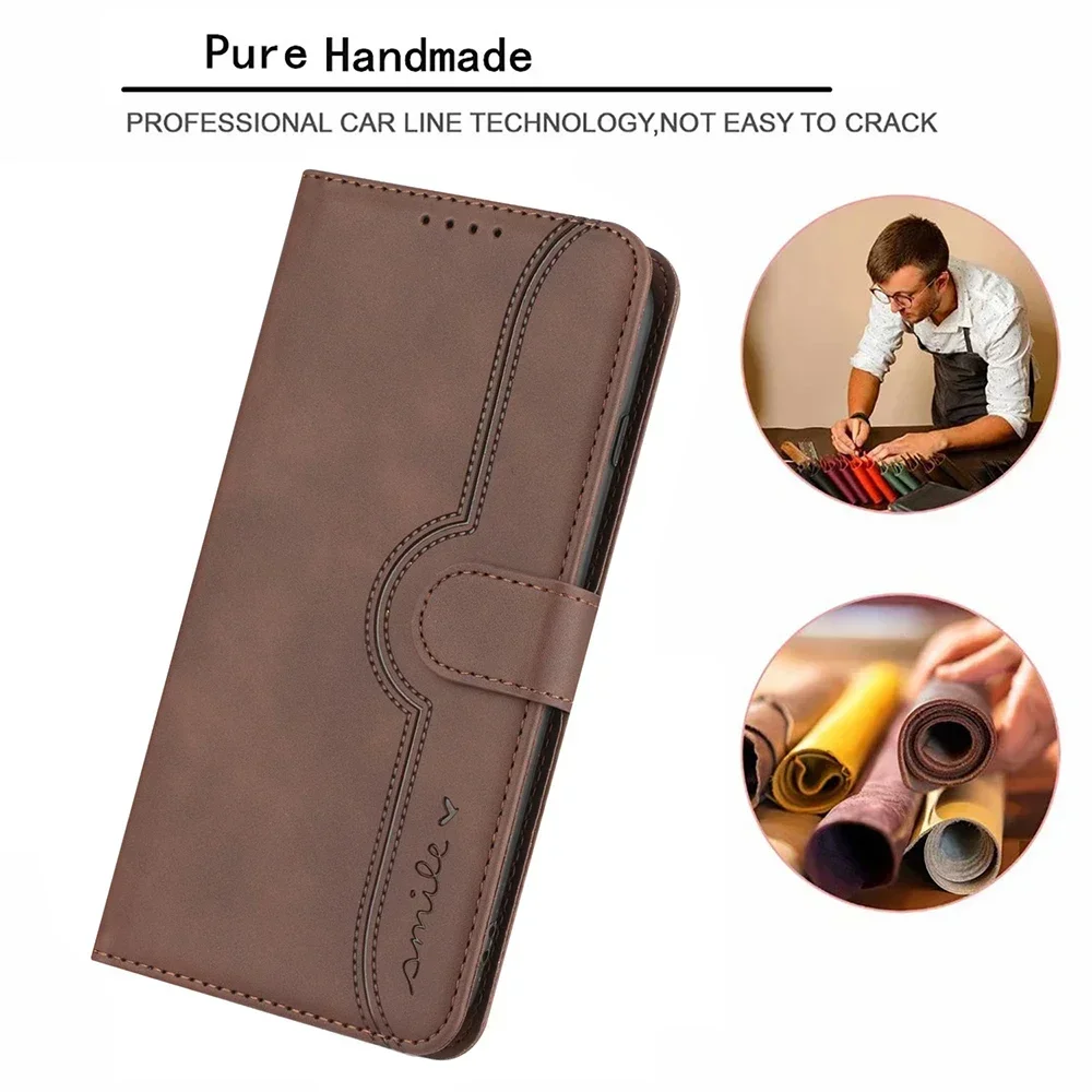 Leather Flip Wallet Phone Case with Card Slot & Book Strap