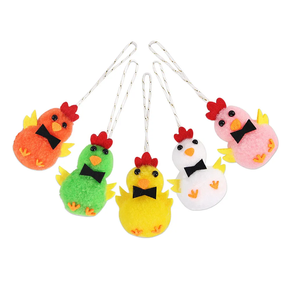 5Pcs 부활절 닭 펜던트 장식 부활절 트리 테이블 센터피스 교실을 위한 생생한 색상의 부드러운 소재 교수형 장식품