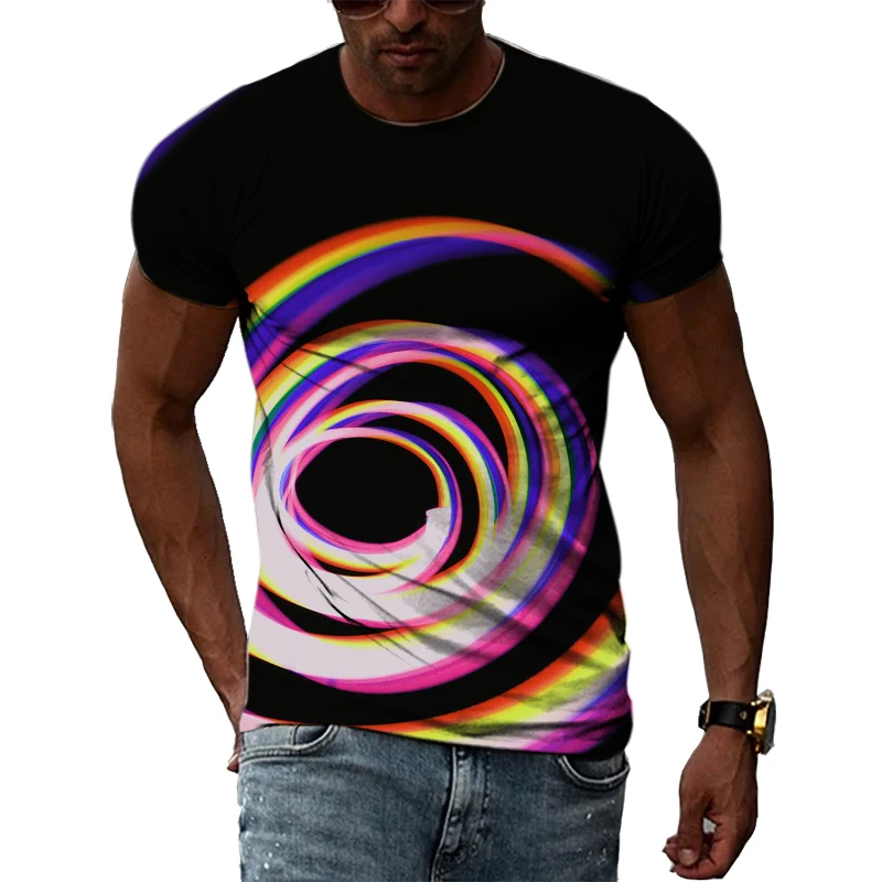 Maglietta Unisex Con Stampa 3D Illusione Colorata - Maniche Corte, Girocollo, Taglie Dalla S Alla XXL - 2