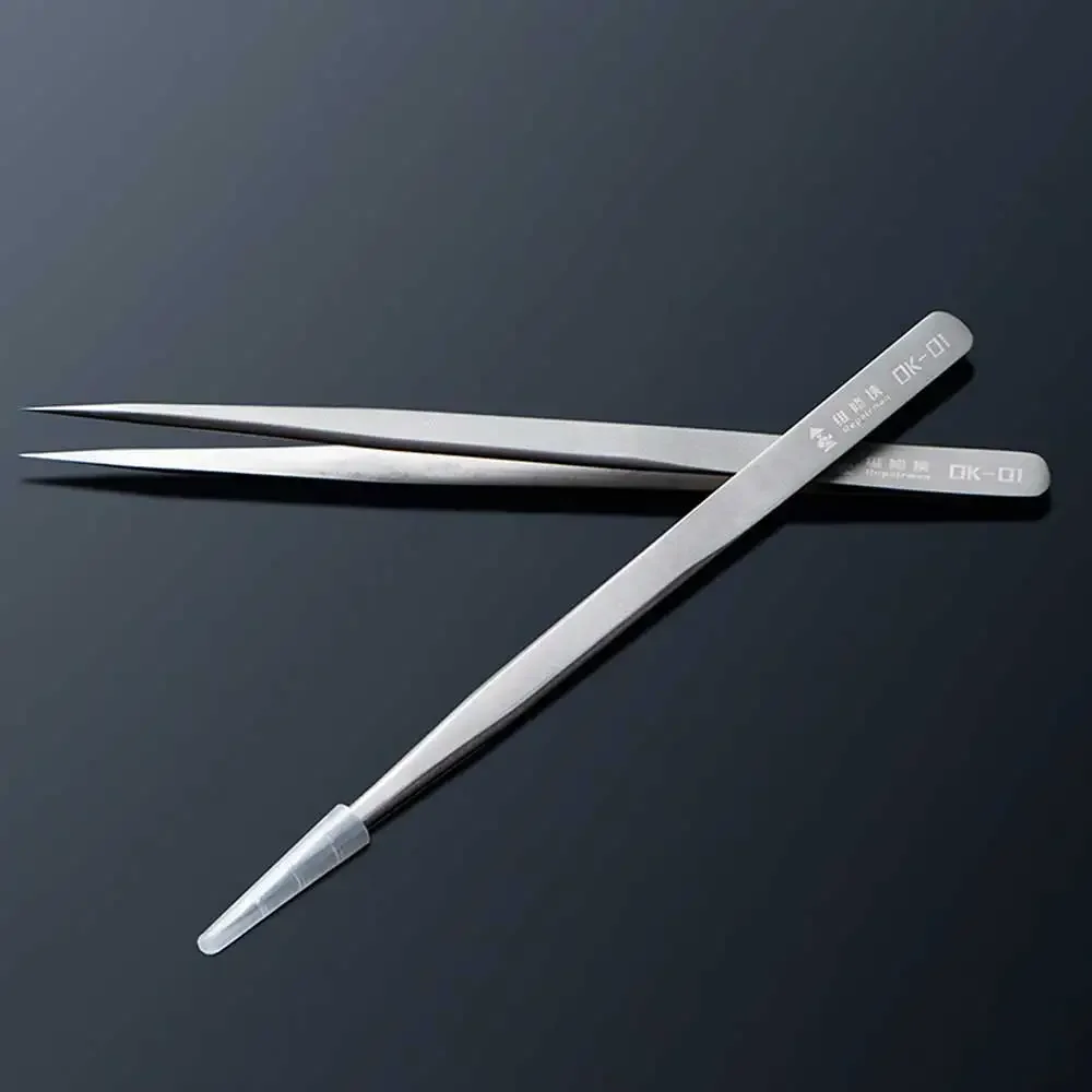 Precision Tweezers ESD Anti Static Tweezers Tweezer Tool 2pcs/lot YCS OK-01 Anti-static Precision Tweezers Set Pointed Curved Stainless Steel ESD Tweezer Electronics Repair Hand Tools