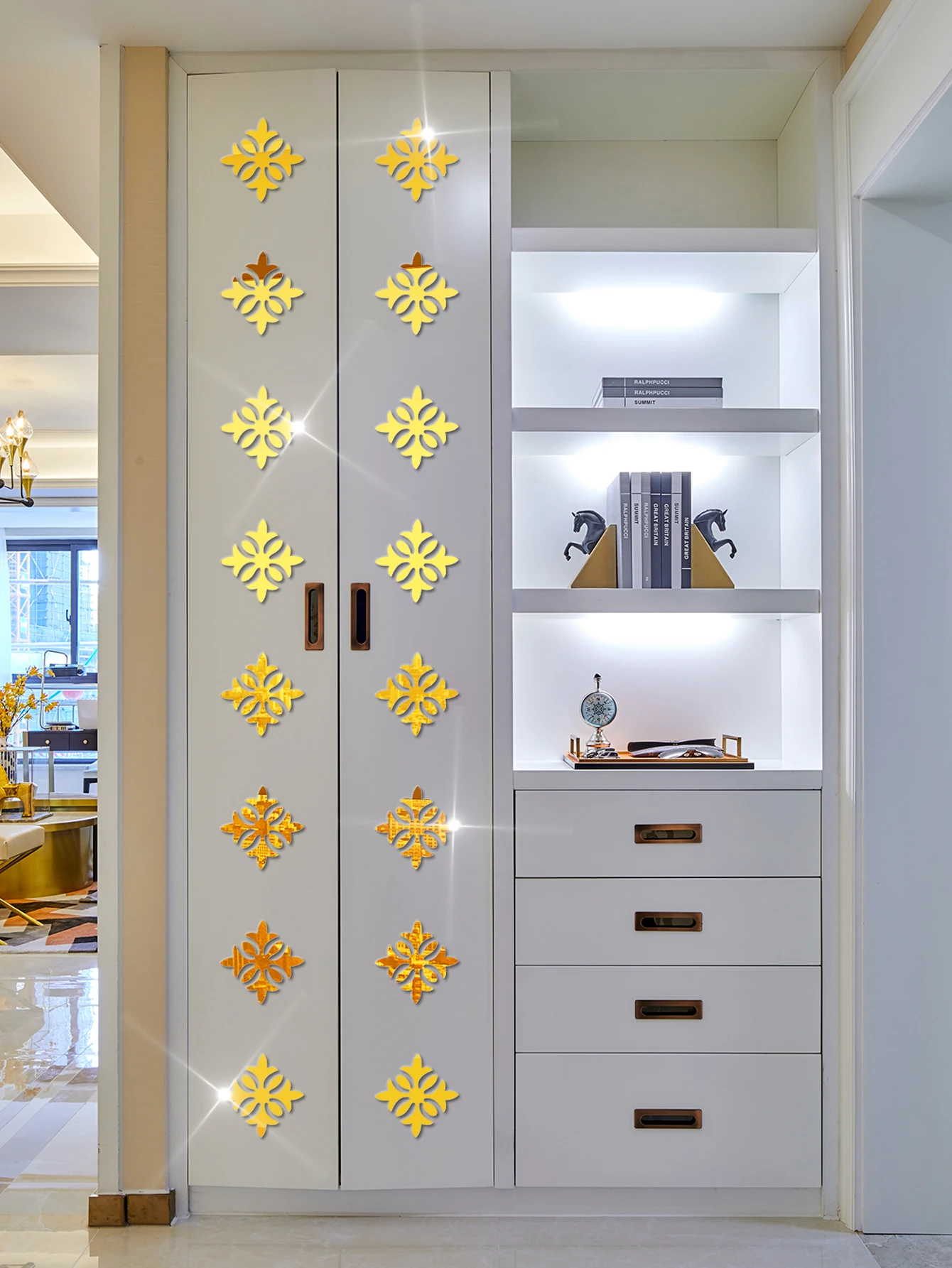 Kitchen Acrylic Mirror Wall Stickers Home Decoration For Living Room Cupboard Art Mural Wall Decor Peel & Stick Wallpaper 10pcs