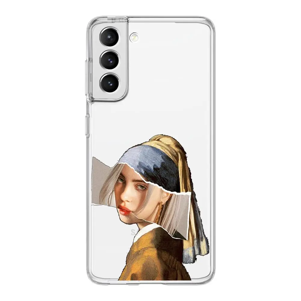 Aesthetic Art Soft Clear Phone Case with David and Mona Lisa Design