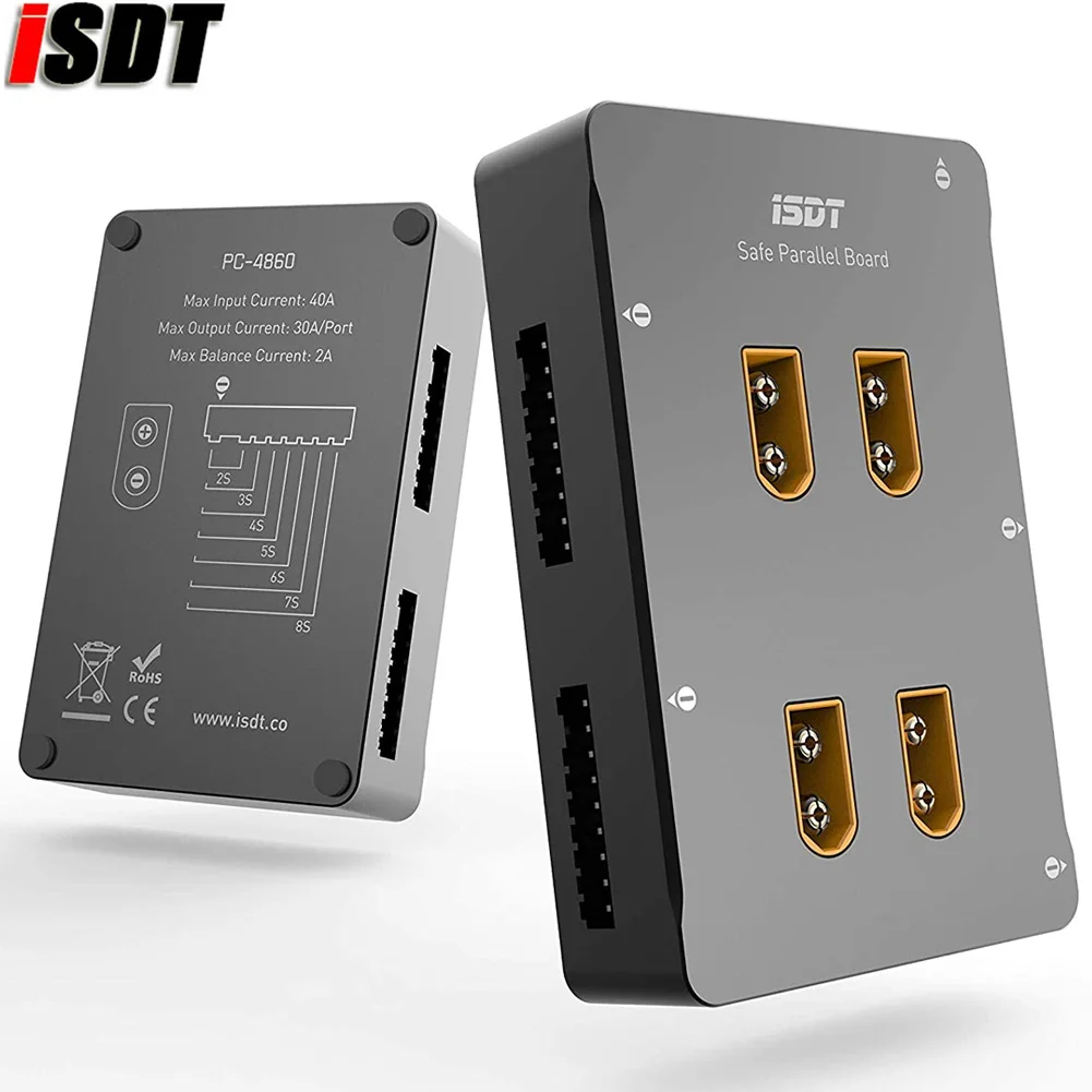 Плата безопасной параллельной зарядки ISDT PC-4860, балансировочная пластина для зарядки аккумулятора Lipo 1-8S XT60 для зарядных устройств радиоуправляемых батарей thumbnail 3