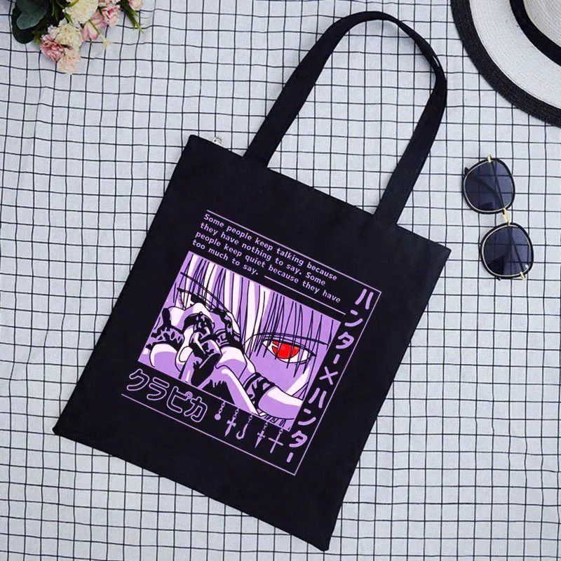 Japanese Hunter X Hunter Kurapika Canvas Bag Cartoon Print Letter Winter Large Capacity Fashion Punk Fun Vintage Shoulder Bags
