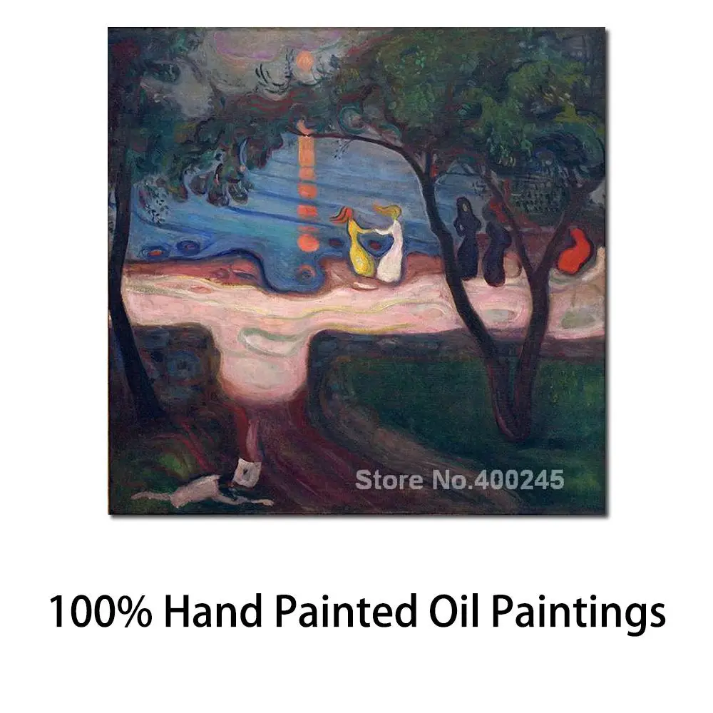 

Лучшее художественное полотно картина маслом танцы на берегу от Edvard Munch ручная работа абстрактная картина искусства высокого качества