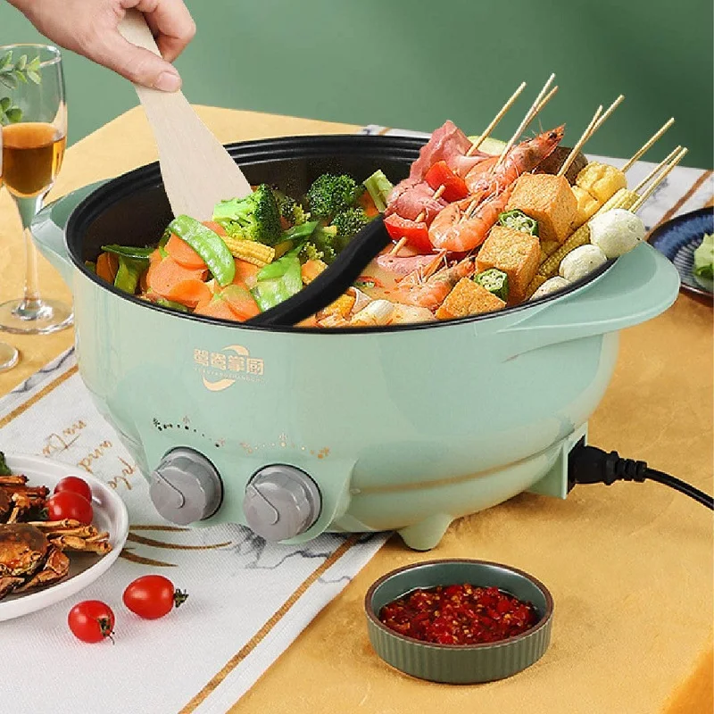 6L Electric Hot Pot Yuanyang Pot Multi-function High Capacity Electric Cooking Pot Electric Cook Pot Non-Stick Grill Pan 2000W 3
