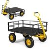 Mesh Steel Garden Cart, 1200LBS Utility Wagon with 4 Removable Sides, 13” Pneumatic Wheels, Adjustable Handle, Bungee Cord, Con 1