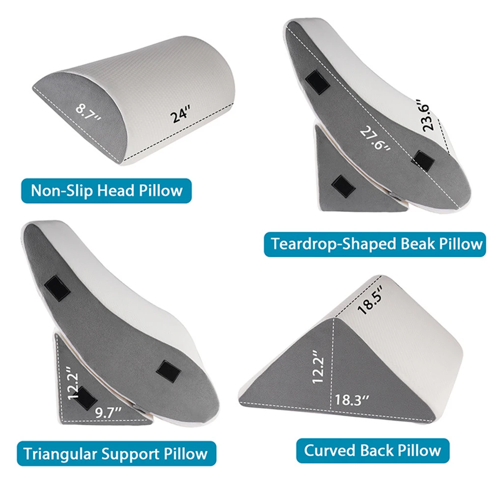 Set Da 4 Cuscini Ortopedici A Cuneo In Memory Foam | Regolabili Per Schiena, Collo, Gambe – Ideali Per Reflusso, Russamento E Lettura