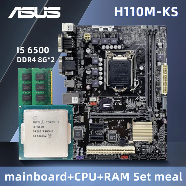 ASUS H110M-KS LGA 1151 Motherboard with Core i5 6500 CPU using 
