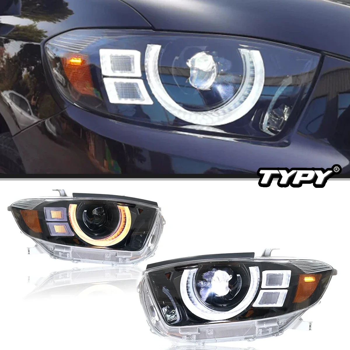 

TYPY Car Headlights For Toyota Highlander 2009-2011 LED Car Lamps Daytime Running Lights Dynamic Turn Signals