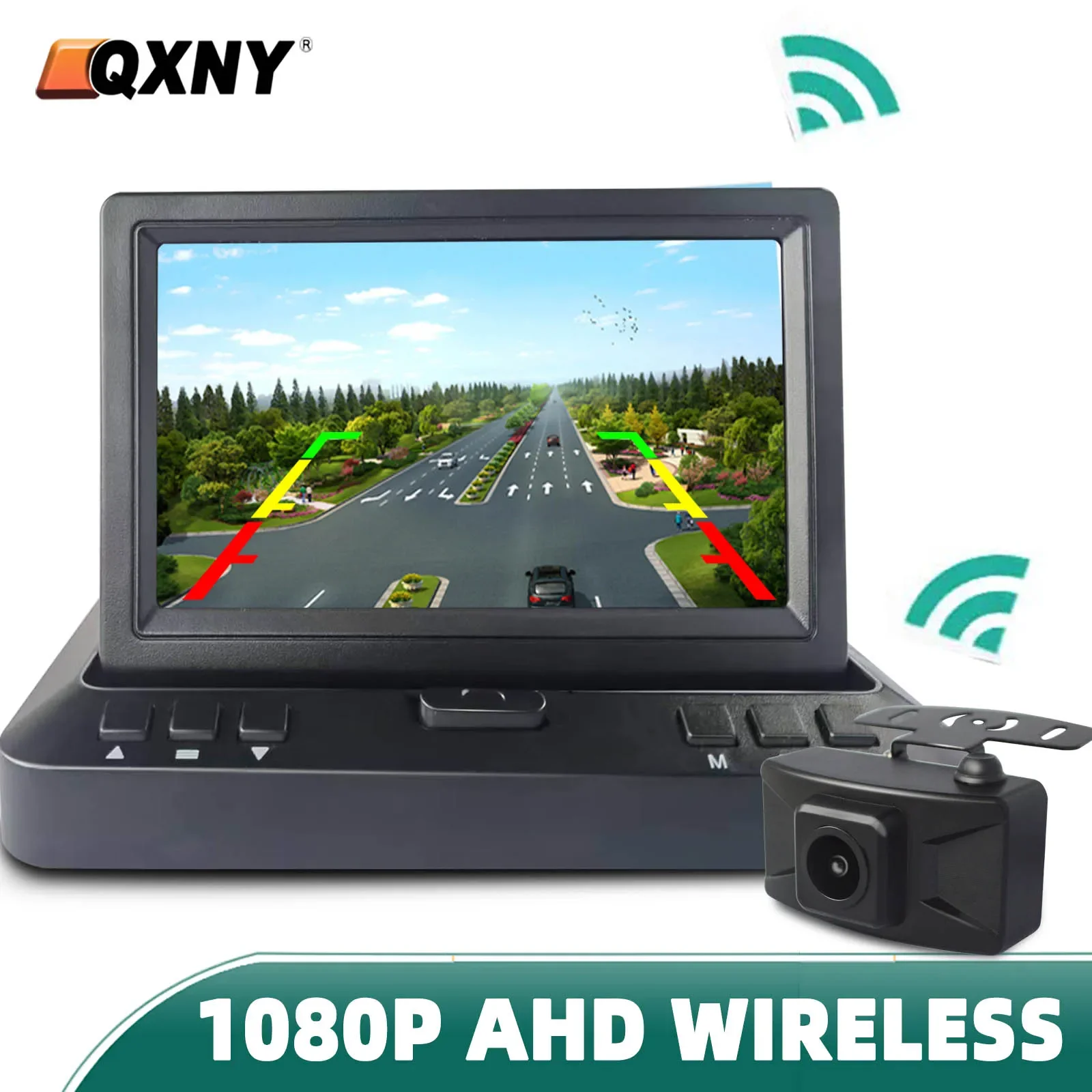 Car Rear View Camera Car Parking Monitor Wireless AHD 1080P Backup Reversing Camera WIFI 4.3/5Inch HD for Truck Bus Car Vehicle Night Vision