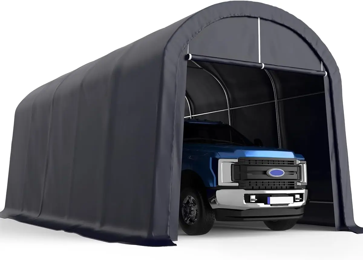 12' x 20' Oval Pipe Heavy Duty Carport for SUV Full-Size Truck and Boat Round Style Anti-Snow Car Canopy Outdoor Boat Shelter