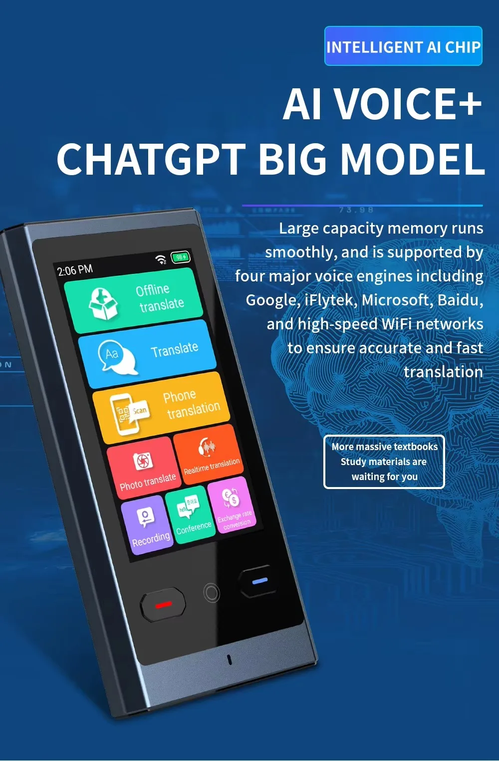 Z9 Translation Machine Smart Voice Photo Scanning Instant Offline Portable Translator AI Recording Business Travel,language translator