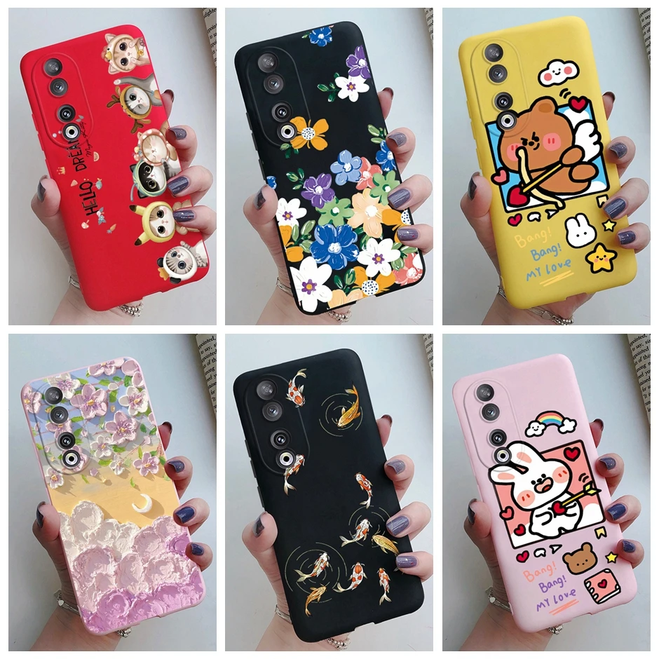 Colorful Cartoon Flower Silicone TPU Phone Case Cover for For Honor 90