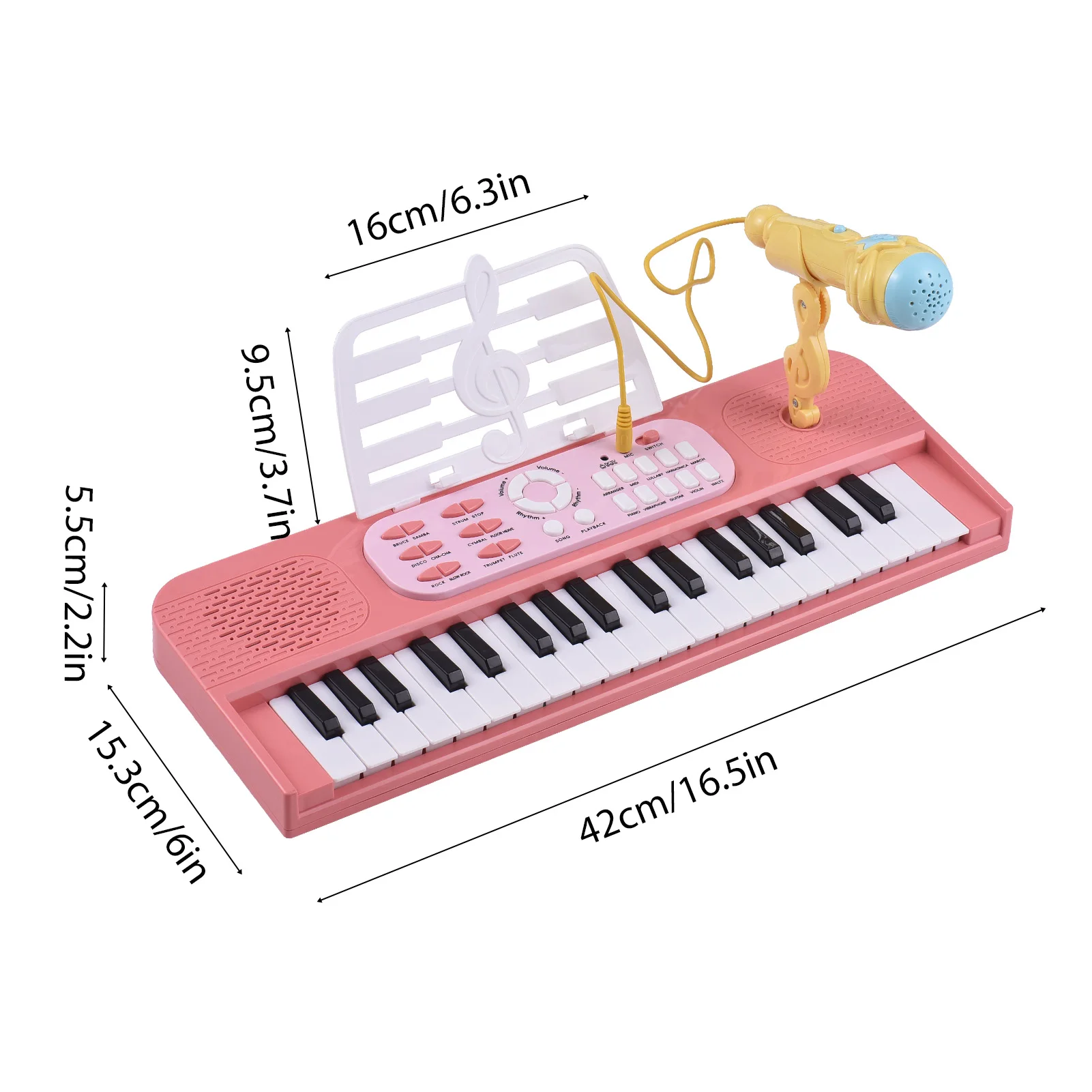 37 Key Electronic Keyboard Piano 7 Tones 8 Drum Group 24 Demos Single Speaker Musical Instrument with Music Score Stand
