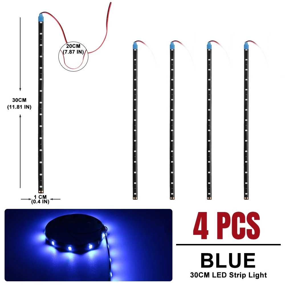 ตัวเลือกสินค้า แถบไฟ LED ตกแต่งภายในรถ 15 ดวง สีแดง 30 ซม.