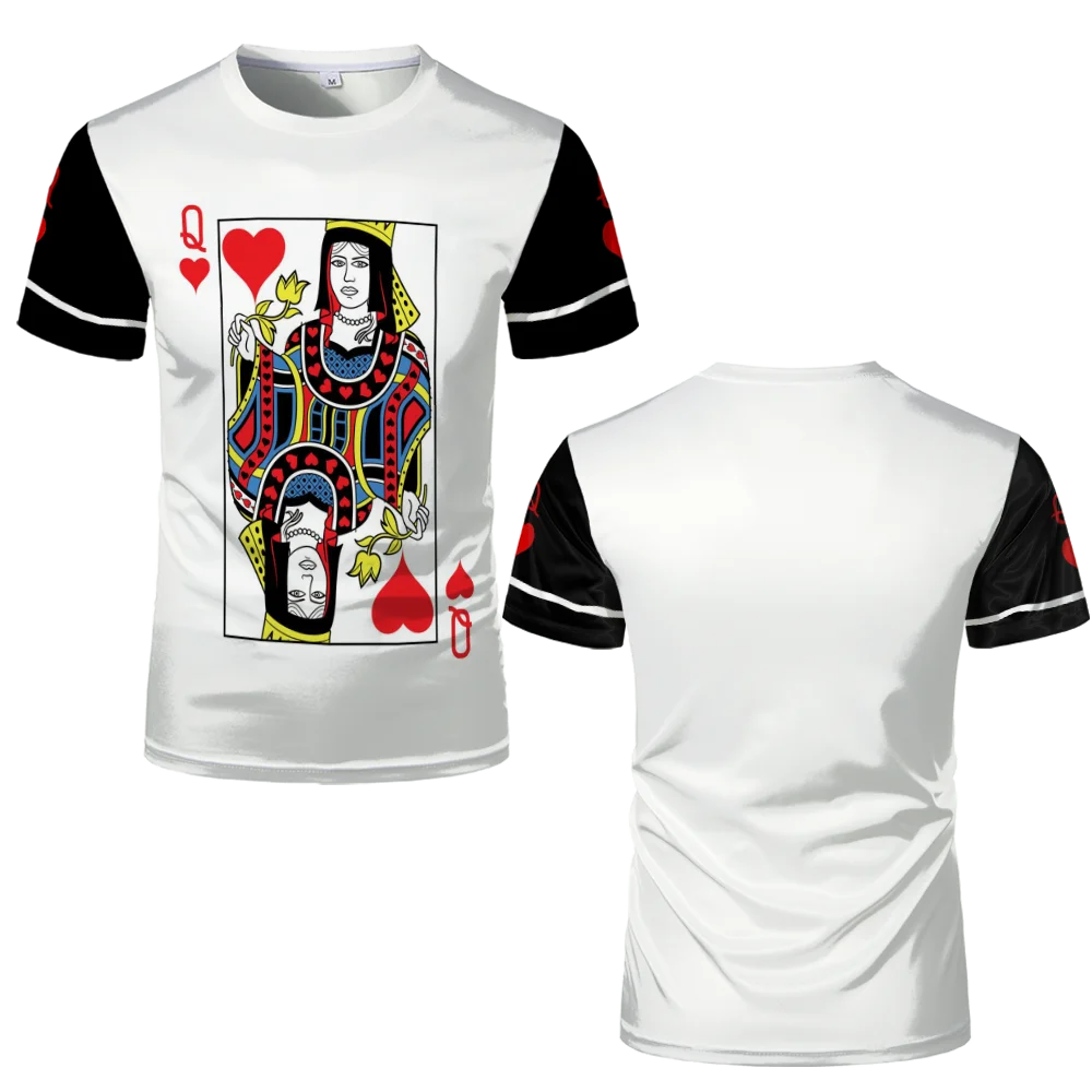Heart 3D Printed Poker Graphic Unisex Casual T-Shirt