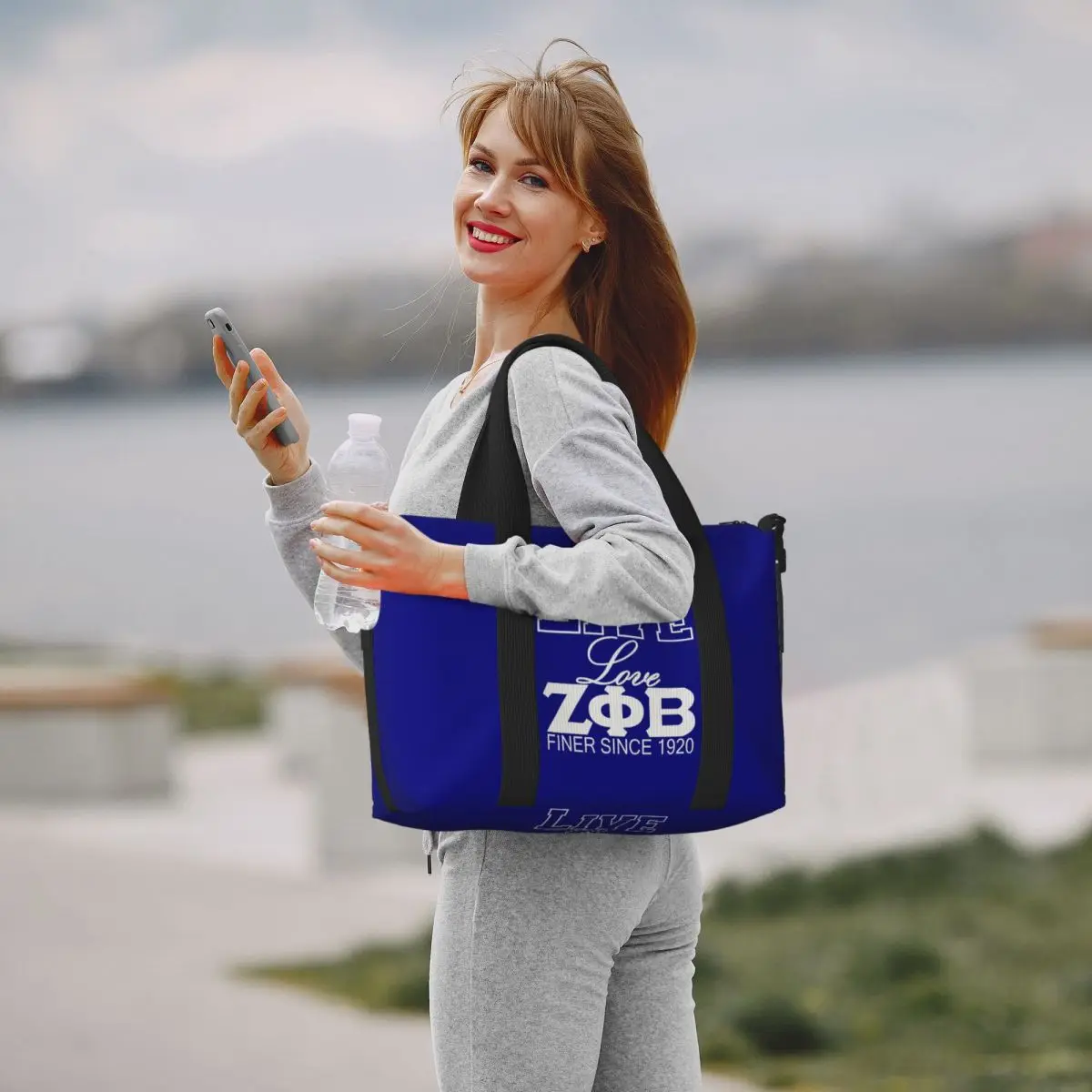 Live Love ZPB 1920 Grocery Tote Shopping Bags Women Big Capacity Zeta Phi Beta Greek Letter Beach Gym Travel Bags