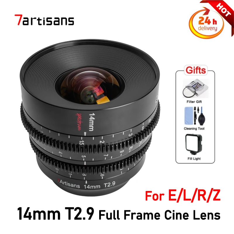 7 Artigiani 14Mm T2.9 Full Frame Cine Lens Lente A Spettro Manuale Ad Ampia Apertura Per Sony E Nikon Z Leica Tl Sigma Fp Canon Rf R5