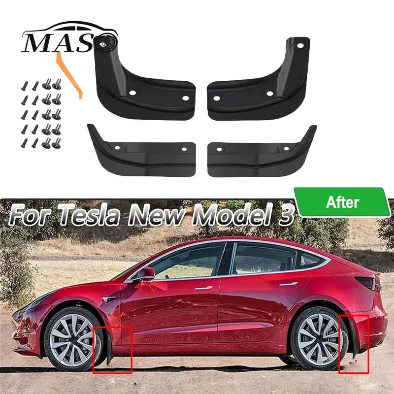 

4 шт. Брызговики для Tesla, новая модель 3 2024, аксессуары, брызговики из ТПЭ, брызговики, брызговики, передние и задние