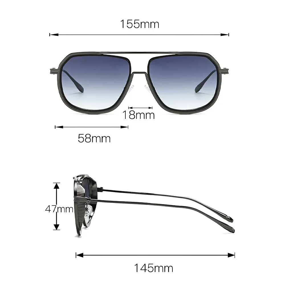 Chic Full Frame Square Sunglasses for Women with Metal Hinges and PC Lenses