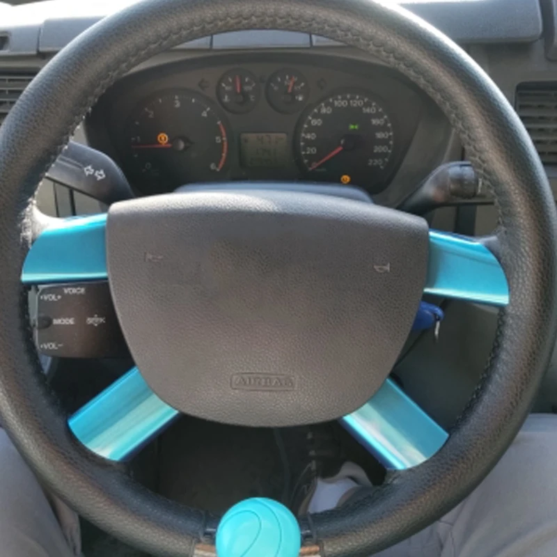 

Stainless Steel Car Steering Wheel Decoration Cover Trim Sticker for Ford Focus 2 MK2 2005 - 2011 Accessories Blue
