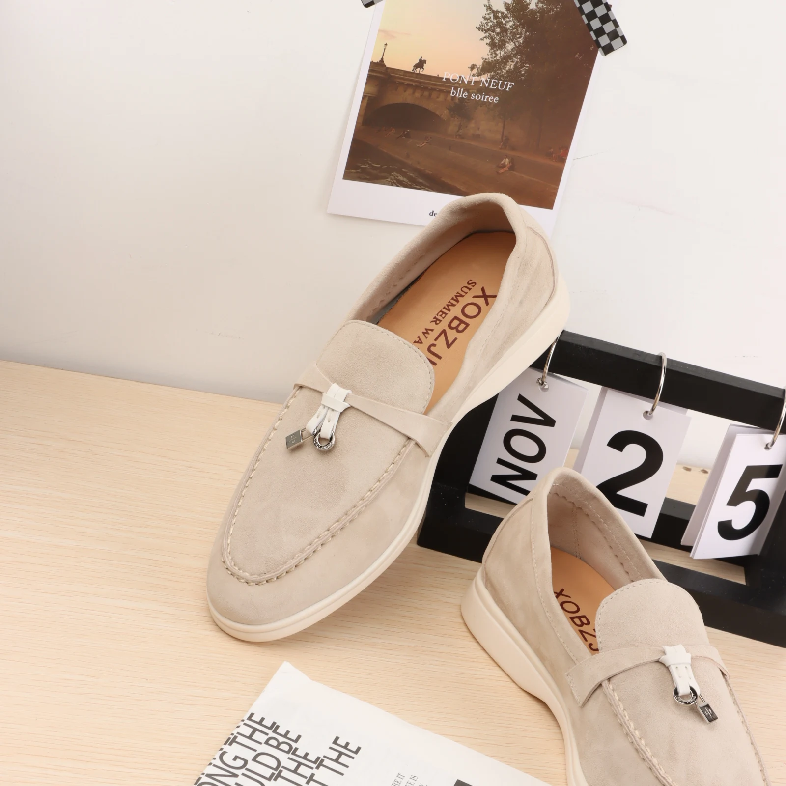 

Туфли Мокасины мужские и женские, Роскошные Дизайнерские кроссовки, замша, плоская подошва, брендовая черная обувь, белый цвет, 2023