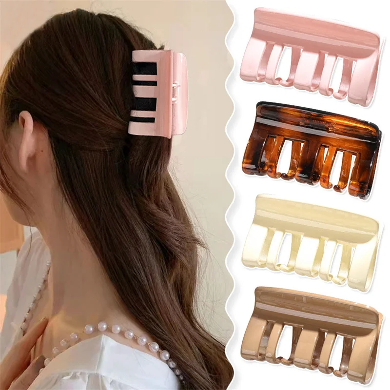 New Comb Hair Claw Clips Geometric Medium Size Plastic Plain Color Bath Shark Clip Clamps Grab Girls Women Hair Accessories new style thickened garbage bags household hand held vest kitchen special medium office commercial plastic bags